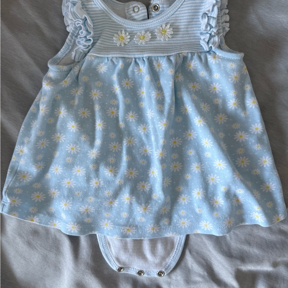 Little Me Light Blue Striped Baby Outfit